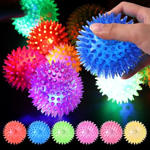 NAVESO 24 Stück Igelball Mitgebsel Kindergeburtstag, Igelball Blinkend Kinder, LED Igelball Antistressball Kinder, Kleine Geschenke für Kinder, Give Aways Kindergeburtstag, Massageball Leuchtball von NAVESO