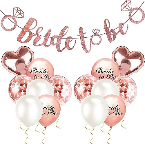 Junggesellinnenabschied Dekoration Ballon Set, Junggesellinnenabschied Dekorationen, 1 Stück Bride To Be Brief Banner, 14 Stück Latex Ballons mit Glitzer, Bride To Be Banner Luftballons Dekorationsset von NAYAGOGO