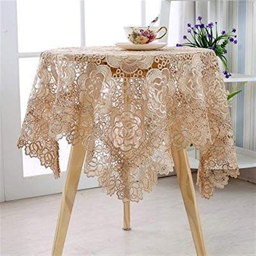 NAZARR Spitze Elegantes Blumenmuster Tischdecke Home Küche Tischdecke Raumdekoration Essen Couchtisch Tuch Hohlstickerei Tischläuferabdeckung 4 Bis 6 Personen Sitzen Können(Coffee,130x180cm) von NAZARR