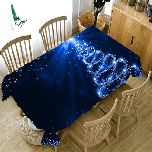 NAZARR Tischdecken Küche Haushalt Blaue Funkelnde Schneeflocke Weihnachtsbaum Dekoration Tischdecke Home Esstisch Rechteckige Tischdecke Party Tischdecke Kaminsims(10,140x140cm55x55inch) von NAZARR