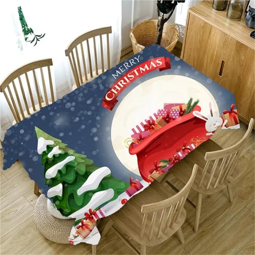 NAZARR Tischdecken Küche Haushalt Blaue Funkelnde Schneeflocke Weihnachtsbaum Dekoration Tischdecke Home Esstisch Rechteckige Tischdecke Party Tischdecke Kaminsims(7,100x160cm39x63inch) von NAZARR