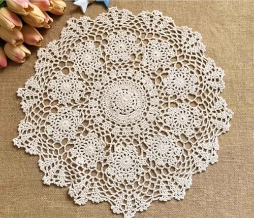 Spitze Elegantes Blumenmuster Tischdecke 2er-Pack handgefertigte Häkelspitzendeckchen, runder Tischläufer, Tischtuch Für Thanksgiving Oder Weihnachtstuch, Untersetzer, Sofa-Lampenabdeckung, DIY-Zubehö von NAZARR