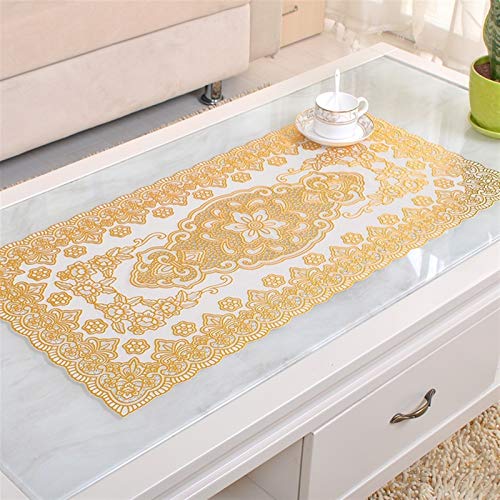 Spitze Elegantes Blumenmuster Tischdecke Couchtisch- Pad European Spitze Tischdecke Vergoldete PVC- elliptische Tischdecke Wasserdichtes - Bügeln Weiche Kunststoff- Matte Tafelkleed 4 Bis 6 Personen S von NAZARR