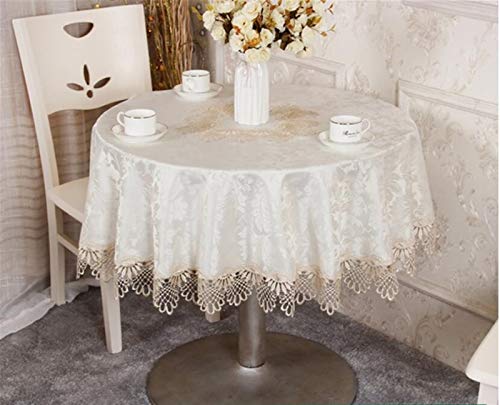 Spitze Elegantes Blumenmuster Tischdecke Europäische Stickerei Stoff Runde Tischdecke Pad Home Weiße Spitze Tischdecke Tischtuch Für Thanksgiving Oder Weihnachtstuch Bankett Tischdecke 4 Bis 6 Persone von NAZARR