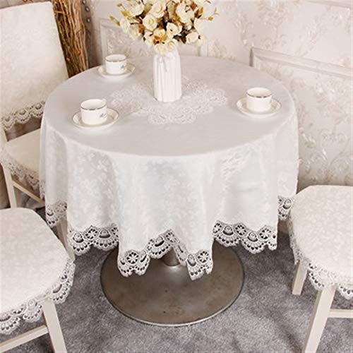 Spitze Elegantes Blumenmuster Tischdecke Europäische Stickerei Stoff Runde Tischdecke Pad Home Weiße Spitze Tischdecke Tischtuch Für Thanksgiving Oder Weihnachtstuch Bankett Tischdecke 4 Bis 6 Persone von NAZARR