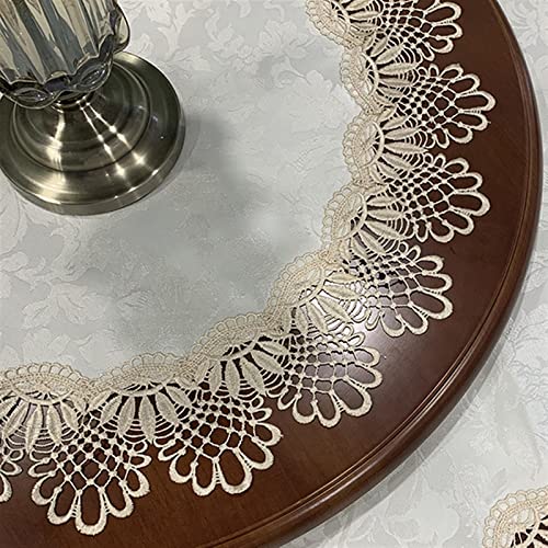 Spitze Elegantes Blumenmuster Tischdecke Europäischer Stil pastorale Spitze Couchtischdecke hohle Tischdecke rechteckig quadratisch rund Garn bestickt 4 Bis 6 Personen Sitzen Können(A,Diameter 130cm) von NAZARR