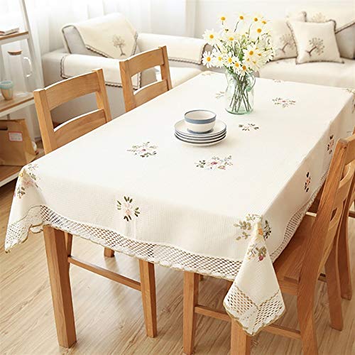 Spitze Elegantes Blumenmuster Tischdecke European Stickerei Tischdecke Spitze Runde Tischdecke Elegante Weihnachtstisch Tuch Häkeln Floral Esstisch Kleidung 4 Bis 6 Personen Sitzen Können(130x180cm) von NAZARR