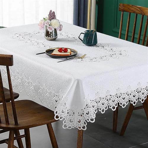 Spitze Elegantes Blumenmuster Tischdecke Luxus Spitze Tischdecke Weiß Floral Rechteck Tischdecke Stickerei Tisch Abdeckung for Esstisch Tischtuch Für Thanksgiving Oder Weihnachtstuch Party Dekor 4 Bis von NAZARR