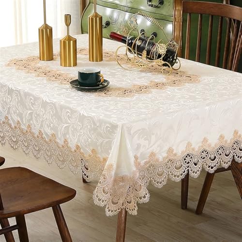 Spitze Elegantes Blumenmuster Tischdecke Luxus Spitze Tischdecke Weiß Floral Rechteck Tischdecke Stickerei Tisch Abdeckung for Esstisch Tischtuch Für Thanksgiving Oder Weihnachtstuch Party Dekor 4 Bis von NAZARR