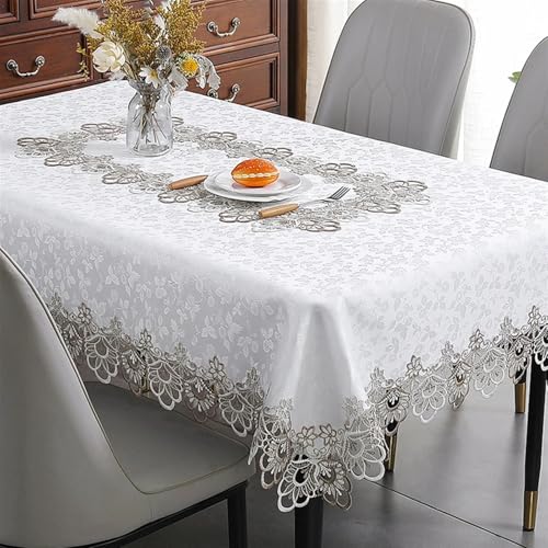 Spitze Elegantes Blumenmuster Tischdecke Luxus Spitze Tischdecke Weiß Floral Rechteck Tischdecke Stickerei Tisch Abdeckung for Esstisch Tischtuch Für Thanksgiving Oder Weihnachtstuch Party Dekor 4 Bis von NAZARR