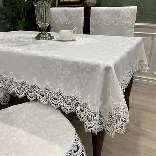 Spitze Elegantes Blumenmuster Tischdecke Luxus Stickerei Spitze Tischdecke Rechteck Runde Tisch Abdeckung Blume Elegante Aushöhlen Esstisch Tuch Tisch Läufer Handtücher 4 Bis 6 Personen Sitzen Können( von NAZARR