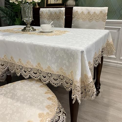 Spitze Elegantes Blumenmuster Tischdecke Luxus Stickerei Spitze Tischdecke Rechteck Runde Tisch Abdeckung Blume Elegante Aushöhlen Esstisch Tuch Tisch Läufer Handtücher 4 Bis 6 Personen Sitzen Können( von NAZARR