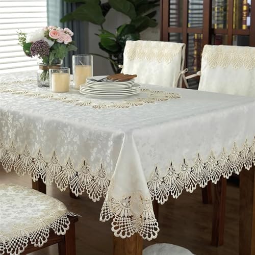 Spitze Elegantes Blumenmuster Tischdecke Luxus Stickerei Spitze Tischdecke Rechteck Runde Tisch Abdeckung Blume Elegante Aushöhlen Esstisch Tuch Tisch Läufer Handtücher 4 Bis 6 Personen Sitzen Können( von NAZARR