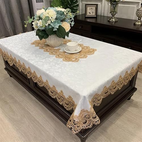 Spitze Elegantes Blumenmuster Tischdecke Luxus Stickerei Spitze Tischdecke Rechteck Runde Tisch Abdeckung Blume Elegante Aushöhlen Esstisch Tuch Tisch Läufer Handtücher 4 Bis 6 Personen Sitzen Können( von NAZARR