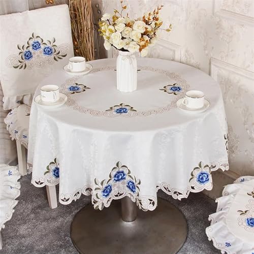 Spitze Elegantes Blumenmuster Tischdecke Runde Tischdecke Tischdecken Weiß Haushalt Spitze Europa Tischdecke Tisch Esstisch Abdeckung Gestickte Blume Hause Staubschutz 4 Bis 6 Personen Sitzen Können(H von NAZARR