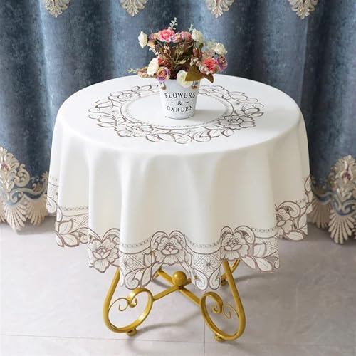 Spitze Elegantes Blumenmuster Tischdecke Runde Tischdecke Tischdecken Weiß Haushalt Spitze Europa Tischdecke Tisch Esstisch Abdeckung Gestickte Blume Hause Staubschutz 4 Bis 6 Personen Sitzen Können(H von NAZARR