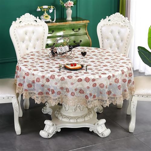 Spitze Elegantes Blumenmuster Tischdecke Spitze Stickerei Tisch Abdeckung Blumen Luxus Tische Tuch Rechteckige Runde Tischtuch Für Thanksgiving Oder Weihnachtstuch Kaffee Kamin Hotel Abdeckung Home De von NAZARR