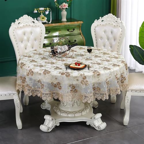 Spitze Elegantes Blumenmuster Tischdecke Spitze Stickerei Tisch Abdeckung Blumen Luxus Tische Tuch Rechteckige Runde Tischtuch Für Thanksgiving Oder Weihnachtstuch Kaffee Kamin Hotel Abdeckung Home De von NAZARR