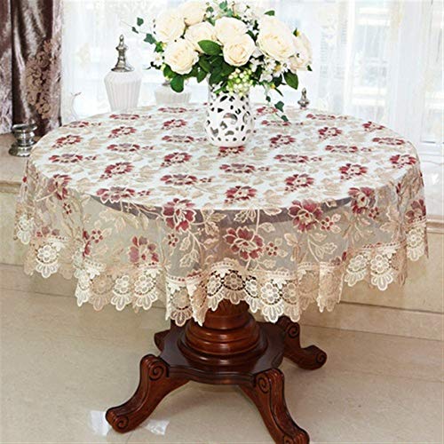 Spitze Elegantes Blumenmuster Tischdecke Spitzentischdecke Pastoral Runde Tischdecke Esstischdecken Home Stickerei Tischdecke Little Rose Flower Bestickte kleine quadratische Tischdecke Ngithstands Co von NAZARR