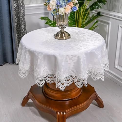 Spitze Elegantes Blumenmuster Tischdecke Tischdecke for runden Tisch, Juppe-Kunst, Haushaltsspitze, Tischdecke, Esstisch, Europa, bestickt, Tischset, Staubschutz 4 Bis 6 Personen Sitzen Können(F,Diame von NAZARR