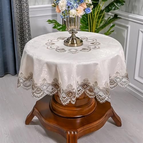 Spitze Elegantes Blumenmuster Tischdecke Tischdecke for runden Tisch, Juppe-Kunst, Haushaltsspitze, Tischdecke, Esstisch, Europa, bestickt, Tischset, Staubschutz 4 Bis 6 Personen Sitzen Können(B,Diame von NAZARR