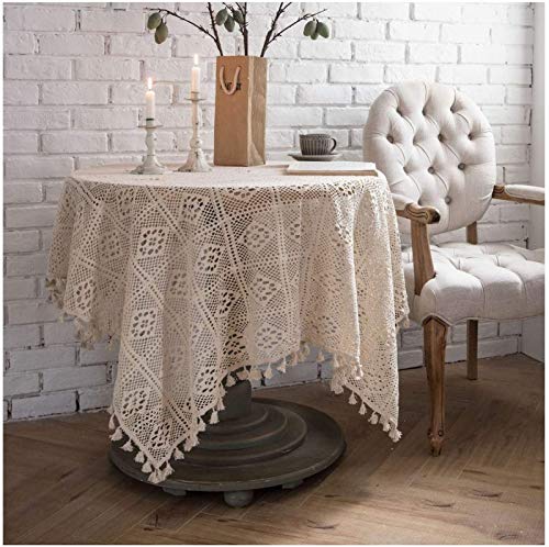 Spitze Elegantes Blumenmuster Tischdecke Vintage Häkeltischdecken Spitzendeckchen Baumwolle Beige Schwarz Quadratische Tischdecken Tischdecke Tischdecke Tischtuch Für Thanksgiving Oder Weihnachtstuch von NAZARR