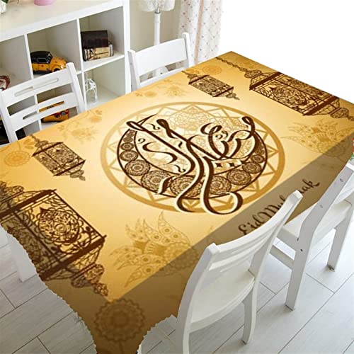 Tischdecken Küche Haushalt Moschee und Fanus Laterne Gedruckt Restaurant Tischdekor Wohnen Dekor Rechteckige Partei Tischdecke Ramadan Islamische muslimische Tischdecke(Ivory,100x160cm39x63inch) von NAZARR