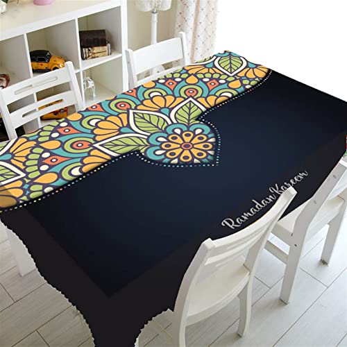 Tischdecken Küche Haushalt Moschee und Fanus Laterne Gedruckt Restaurant Tischdekor Wohnen Dekor Rechteckige Partei Tischdecke Ramadan Islamische muslimische Tischdecke(Khaki,140x180cm55x70inch) von NAZARR