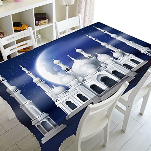 Tischdecken Küche Haushalt Moschee und Fanus Laterne Gedruckt Restaurant Tischdekor Wohnen Dekor Rechteckige Partei Tischdecke Ramadan Islamische muslimische Tischdecke(Light Yellow,140x140cm55x55inch von NAZARR