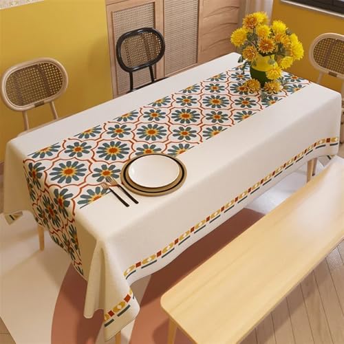 Tischdecken Küche Haushalt Nordic Home Rechteckige Tischdecken for Tisch-Party-Dekoration, böhmische wasserdichte Anti-Flecken-Nappe-de-Tisch-Tischdecke, Tapete(ZBQ8375(7),140-140cm) von NAZARR