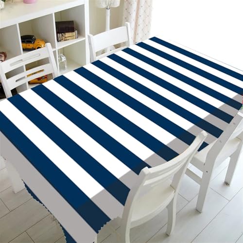 Tischdecken Küche Haushalt Nordic Literarischen Plaid Tischdecke Blau Sailor Druck Restaurant Tisch Tisch Abdeckung Kaffee Tisch Tuch Nappe De Tisch(A,140x240cm) von NAZARR