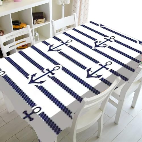 Tischdecken Küche Haushalt Nordic Literarischen Plaid Tischdecke Blau Sailor Druck Restaurant Tisch Tisch Abdeckung Kaffee Tisch Tuch Nappe De Tisch(B,140x240cm) von NAZARR