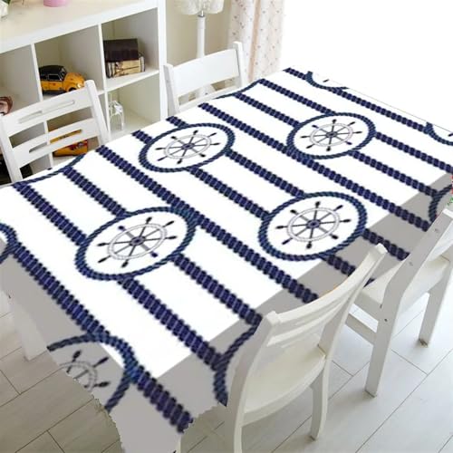 Tischdecken Küche Haushalt Nordic Literarischen Plaid Tischdecke Blau Sailor Druck Restaurant Tisch Tisch Abdeckung Kaffee Tisch Tuch Nappe De Tisch(C,140x180cm) von NAZARR