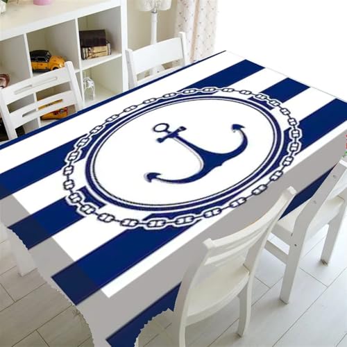 Tischdecken Küche Haushalt Nordic Literarischen Plaid Tischdecke Blau Sailor Druck Restaurant Tisch Tisch Abdeckung Kaffee Tisch Tuch Nappe De Tisch(E,140x240cm) von NAZARR