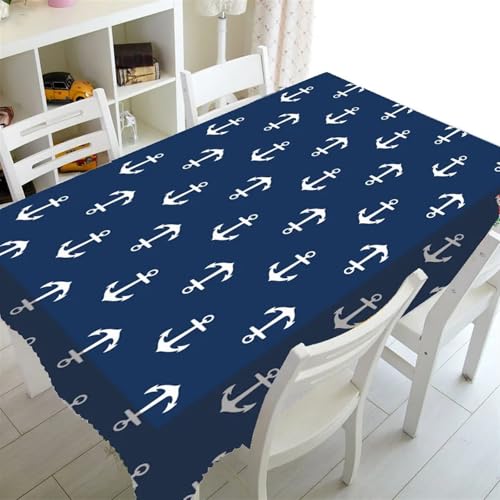 Tischdecken Küche Haushalt Nordic Literarischen Plaid Tischdecke Blau Sailor Druck Restaurant Tisch Tisch Abdeckung Kaffee Tisch Tuch Nappe De Tisch(H,140x240cm) von NAZARR