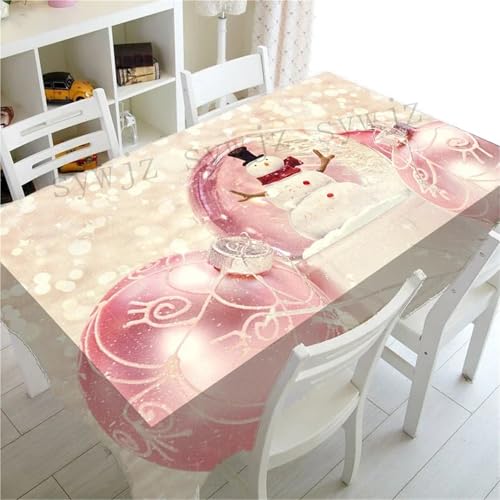 Tischdecken Küche Haushalt Pink Series Christmas Antifouling Creative Christmas Snowman Tablecloth Nordic New Year Dinner Tablecloth Fireplace Tablecloth(1,140x140cm55x55inch) von NAZARR