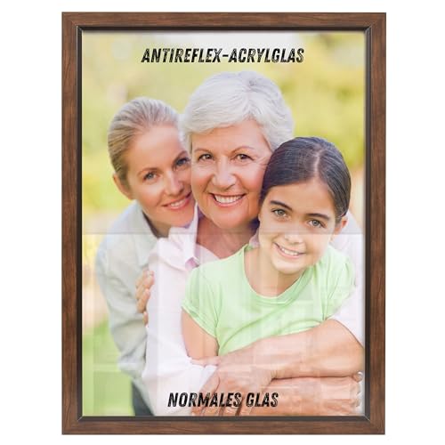 NB Akzent Bilderrahmen mit Antireflexglas – 30x45 cm Nussbaum - MDF Holz Fotorahmen Bellevue von NB Akzent