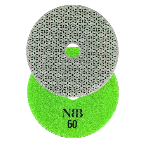 NBB Galvanisiertes Diamant-Polierpad zum Trockenpolieren von Marmor, Granit, Naturstein, Keramik, Holz, Glas, Metall, Durchmesser 100 mm, mit Nylonrückseite (60#, 1) von NBB