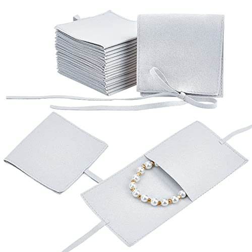 nbeads 20 Stück Mikrofaser Schmuckbeutel, 8x8 cm Armbänder Halskette Ohrringe Ringe Verpackungsbeutel Fliege Mikrofaser Schmuckbeutel Mit Schnüren für Hochzeit Süßigkeiten Geschenk Lagerung, Distel von nbeads