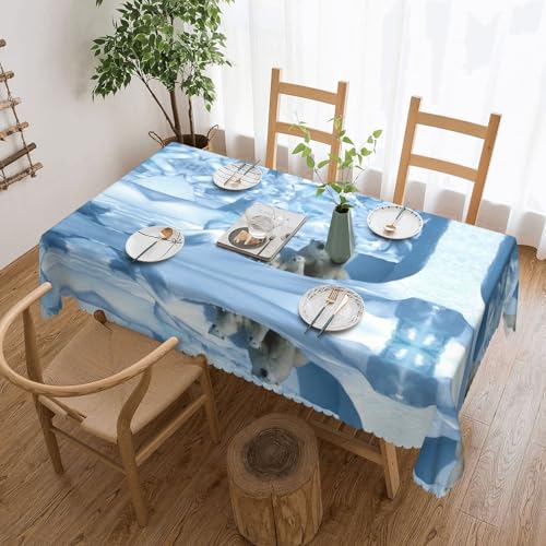 NBHDZENGW Bear Tischdecke, rechteckig, bedruckt, waschbar, Polyester, öldicht, staubdicht, abwischbar von NBHDZENGW