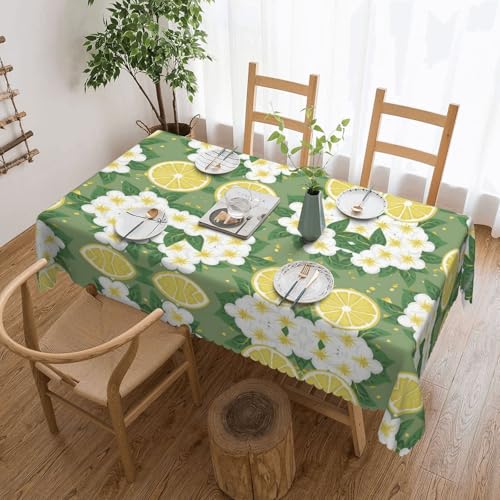 NBHDZENGW Fresh Lemon Tischdecke, rechteckiger Druck, waschbar, Polyester, öldicht, staubdicht, abwischbar von NBHDZENGW