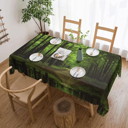 NBHDZENGW Green Country Road Tischdecke, rechteckiger Druck, waschbar, Polyester, öldicht, staubdicht, abwischbar von NBHDZENGW