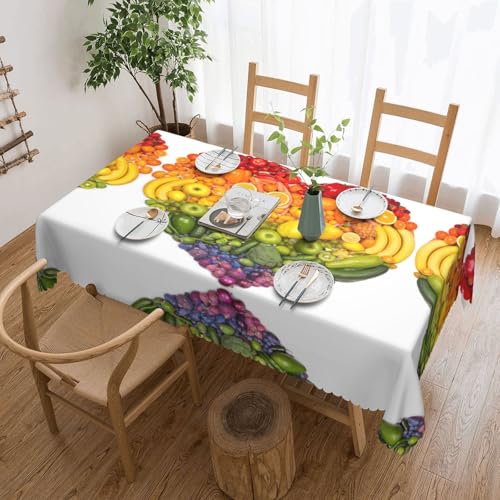 NBHDZENGW Regenbogen-Tischdecke für Gemüse und Obst, rechteckig, waschbar, Polyester, öldicht, staubdicht, abwischbar von NBHDZENGW