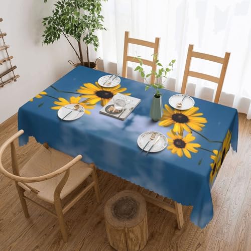 NBHDZENGW Sonnenblumen-Tischdecke, rechteckiger Druck, waschbar, Polyester, öldicht, staubdicht, abwischbar von NBHDZENGW