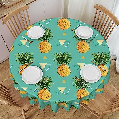 NBHDZENGW Tischdecke, Motiv: tropische Früchte, Ananas, rund, waschbar, Polyester, schmutzabweisend, ölabweisend, abwischbar, Durchmesser 152 cm von NBHDZENGW