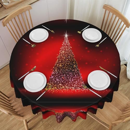 NBHDZENGW Tischdecke, Weihnachtsbaum, glitzernd, rund, waschbar, Polyester, schmutzabweisend, ölabweisend, abwischbar, Durchmesser 152 cm von NBHDZENGW