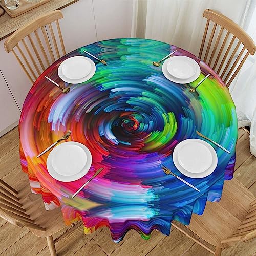 NBHDZENGW Tischdecke, bunt, spiralförmig, rund, waschbar, Polyester, schmutzabweisend, ölabweisend, abwischbar, Durchmesser 152 cm von NBHDZENGW