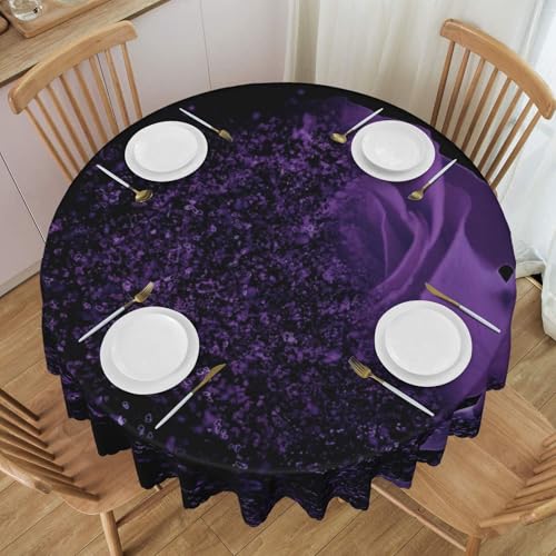 NBHDZENGW Tischdecke, rund, waschbar, Polyester, schmutzabweisend, ölabweisend, abwischbar, Durchmesser 152 cm, Violett von NBHDZENGW