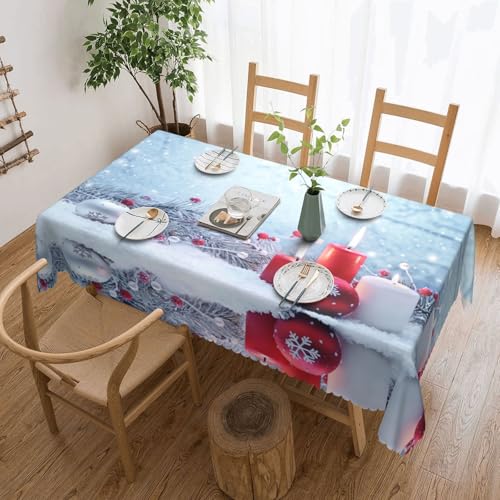 NBHDZENGW Tischdecke mit Aufschrift "Merry Christmas", rechteckig, waschbar, Polyester, öldicht, staubdicht, abwischbar von NBHDZENGW