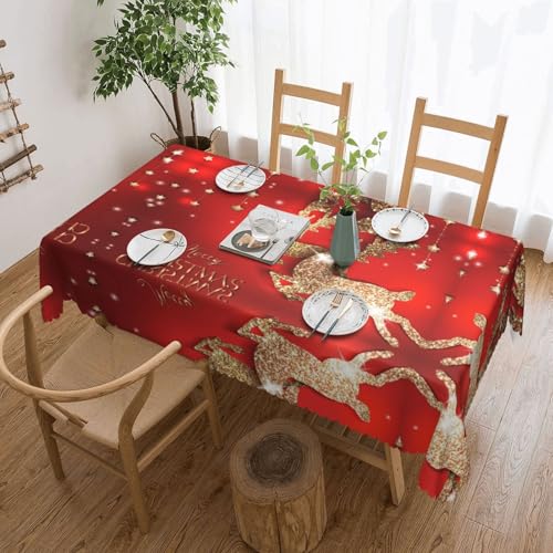 NBHDZENGW Tischdecke mit Aufschrift "Merry Christmas", rechteckig, waschbar, Polyester, öldicht, staubdicht, abwischbar von NBHDZENGW